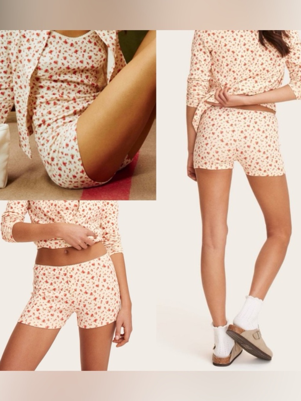 NWT Parke x Target High-Rise Pointelle Biker Shorts - Cream Floral TikTok